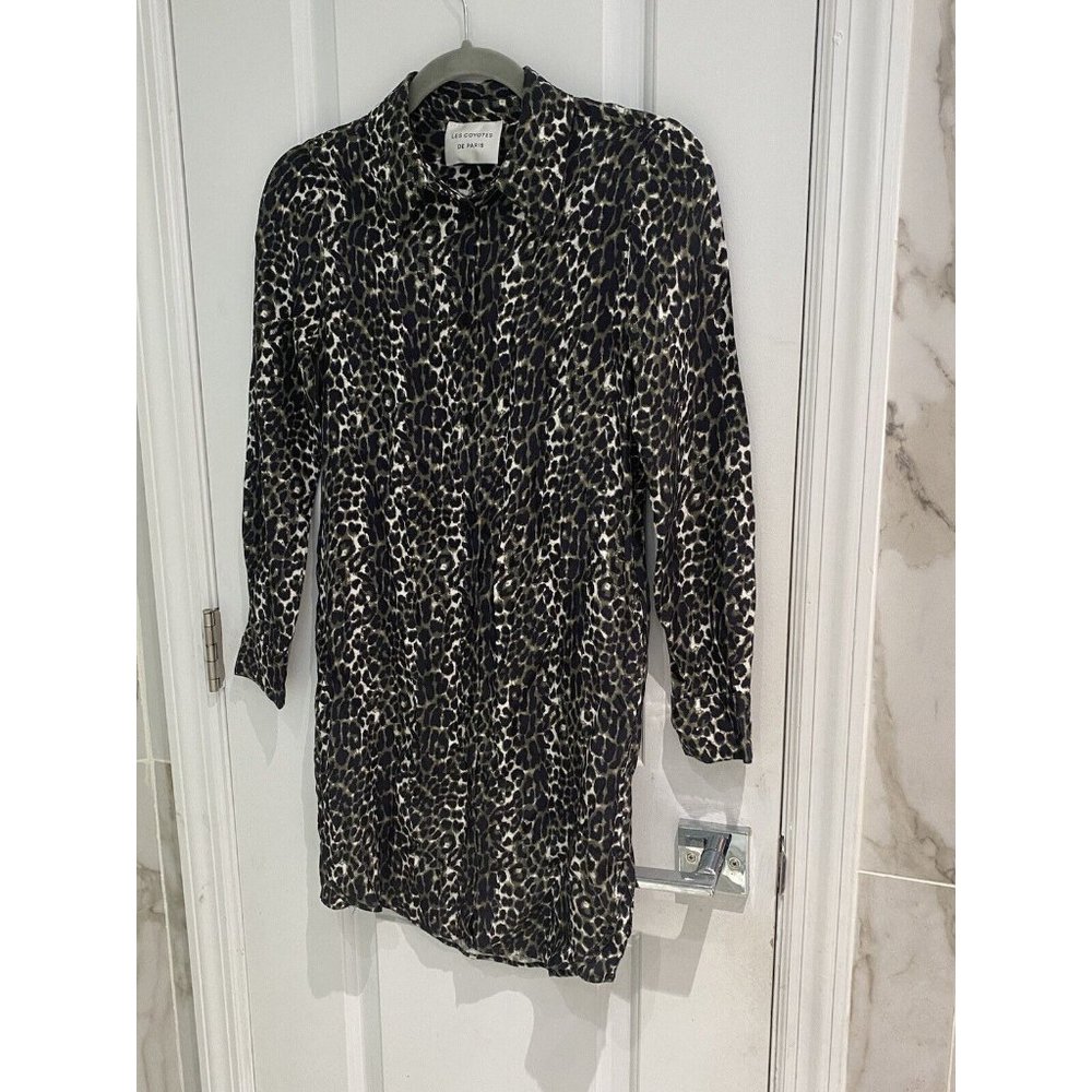 Les Coyotes De Paris Women’s Green Snakeprint Button Down Blouse Top Siz…